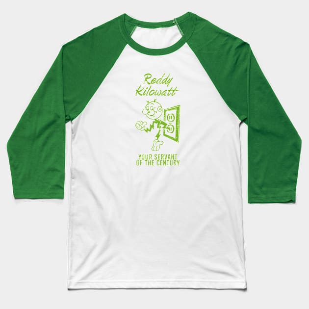 Reddy Kilowatt - Vintage Green Baseball T-Shirt by Sayang Anak